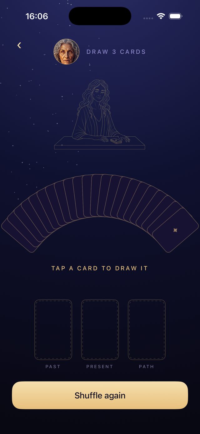 The tarot deck fanned out, ready to draw